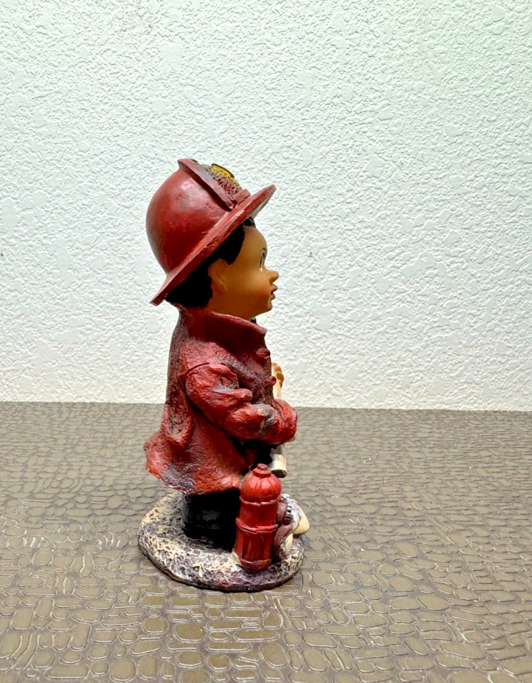 Firefighter Young Boy Figurine, Resin *