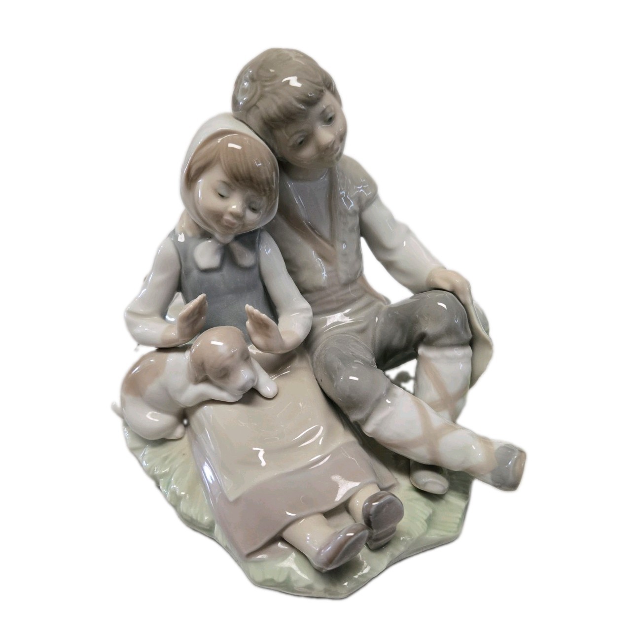 Lladro Friendship Boy & Girl with Puppy #1230 Porcelain Figurine retired Spain