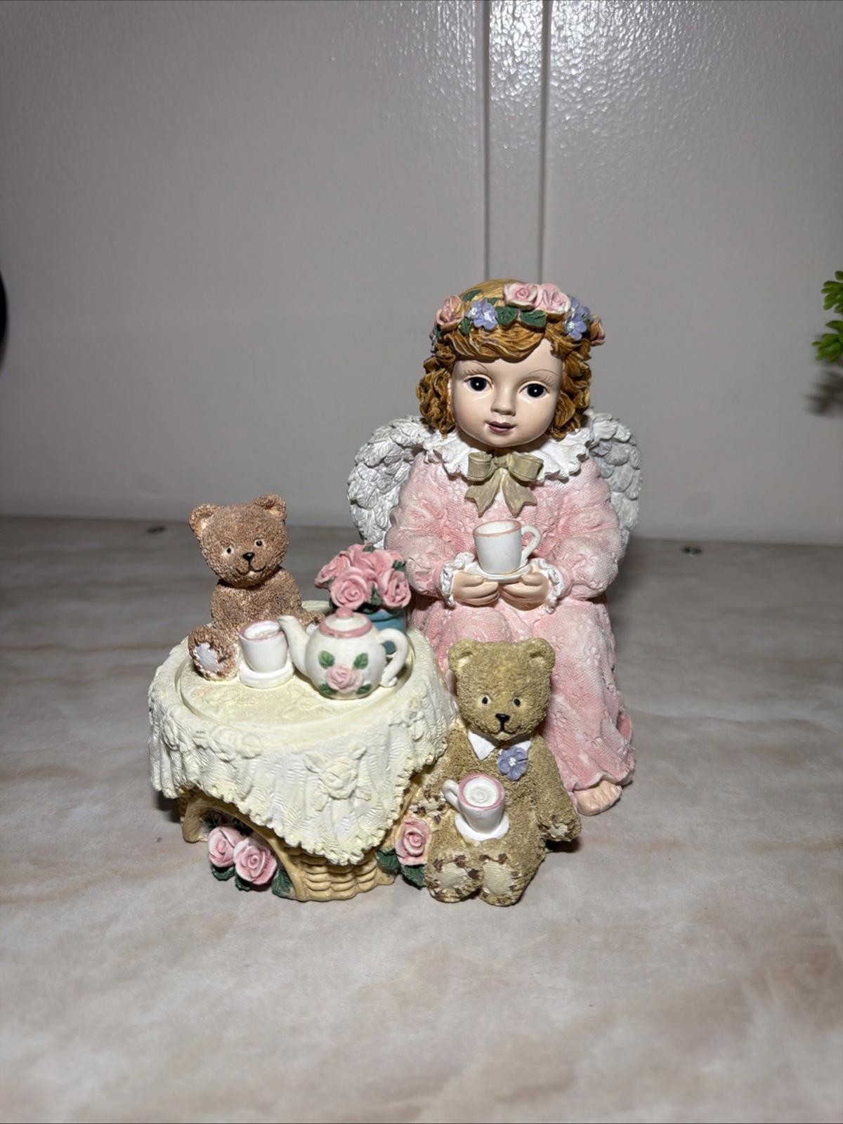 Angel & Bears Tea Party Figurine Trinket Box