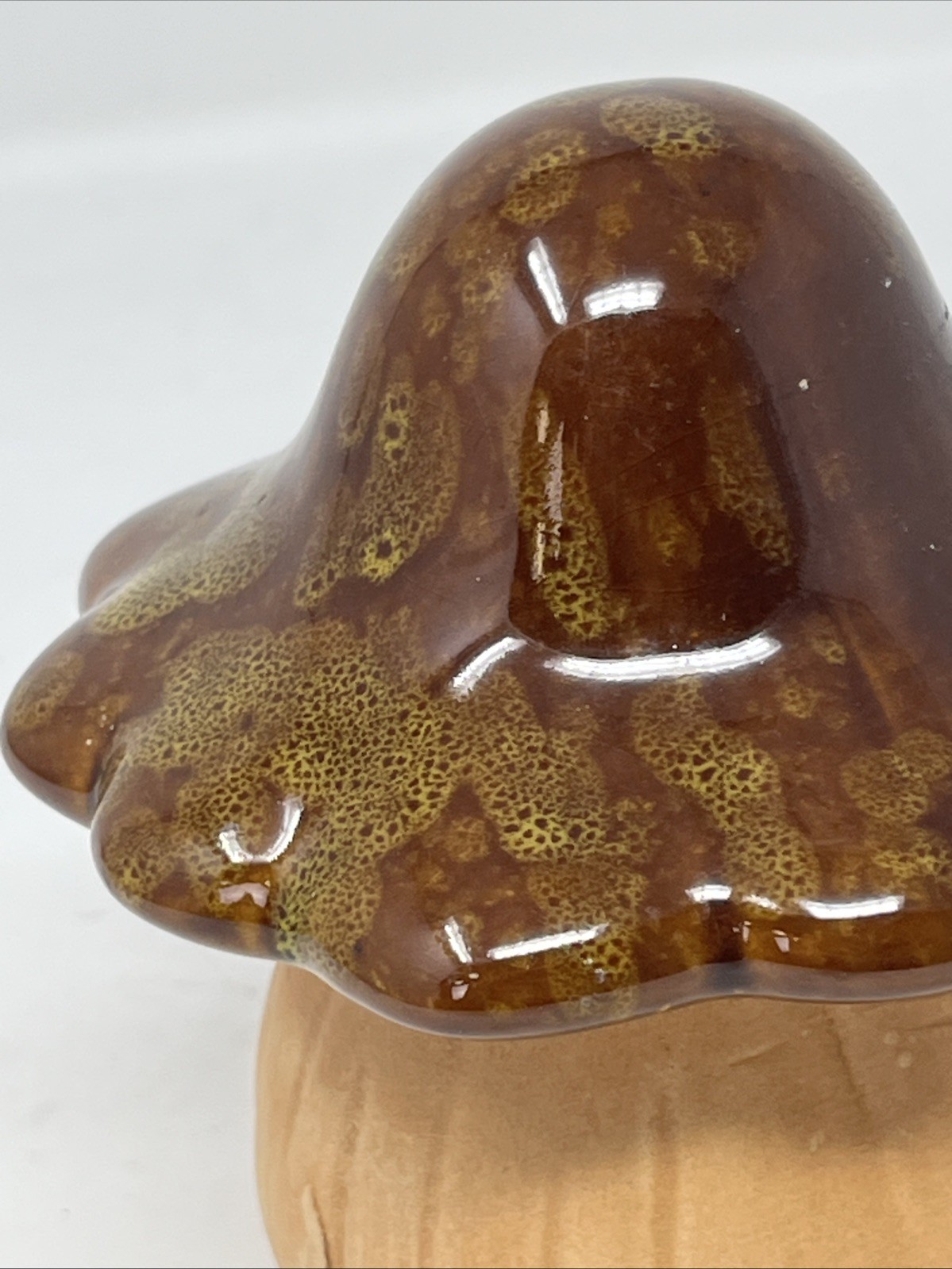 4″ Drip Glazed Ceramic Mushroom Figurine Pottery Retro Decor