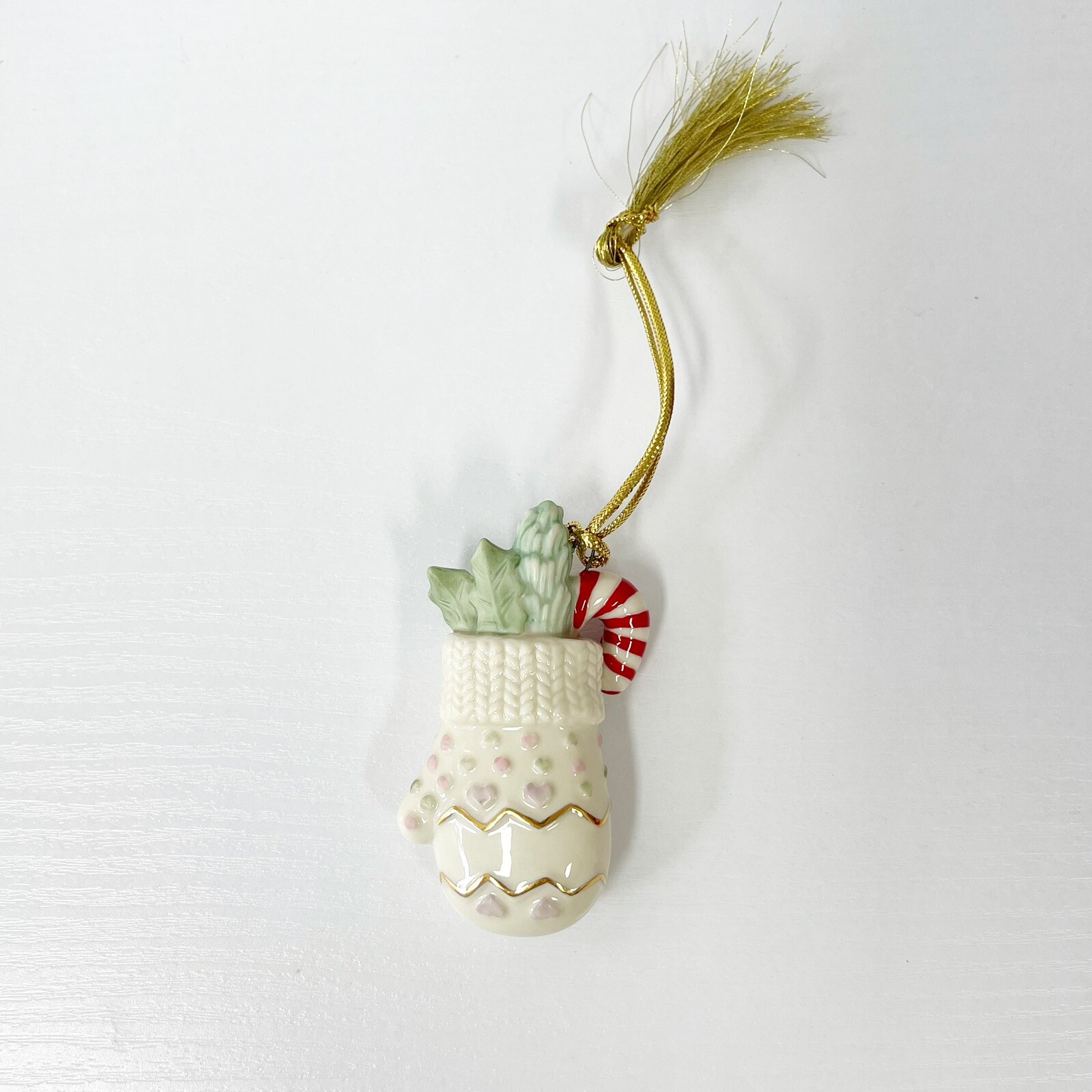 Lenox Best Friend Mitten Ornament ‘Joey’ Candy Cane Holly
