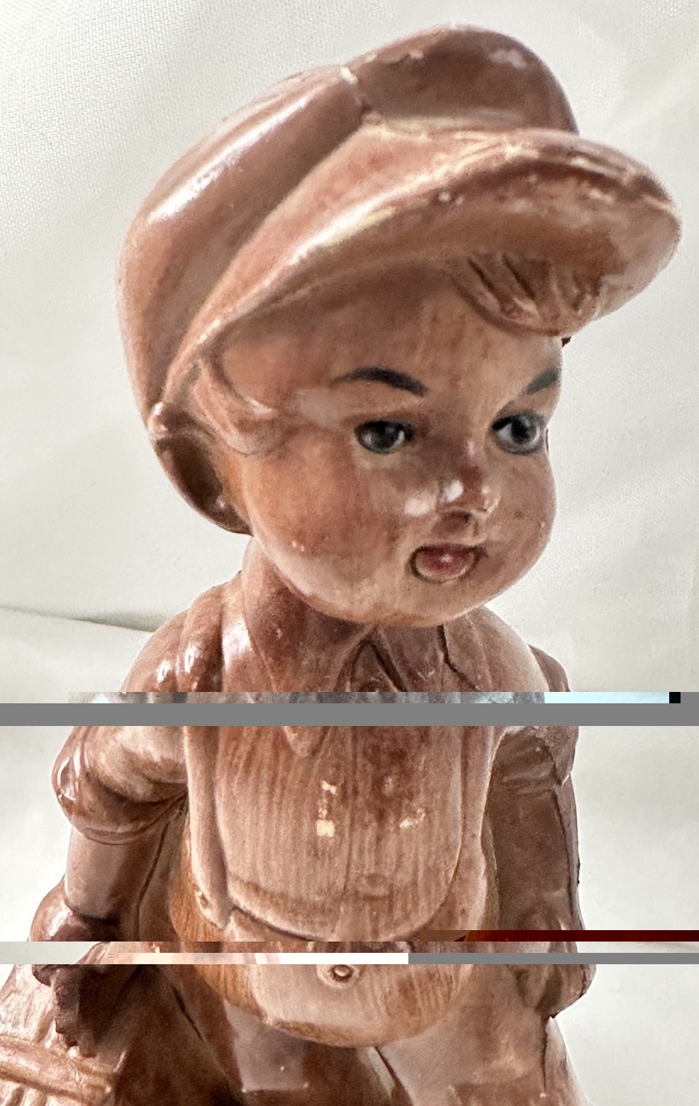 Boy With Suitcase Italy Faux Wood Figurine Dutch or Italian Vintage