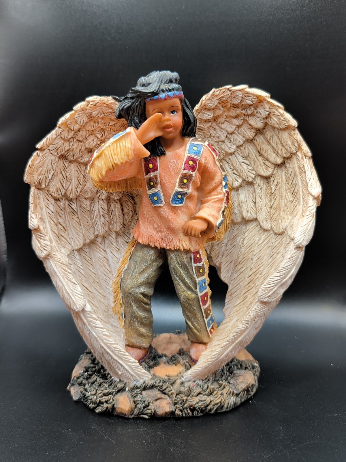 1999 Young’s Inc American Indian Angel Boy 8″ Native Statue Figurine In Box
