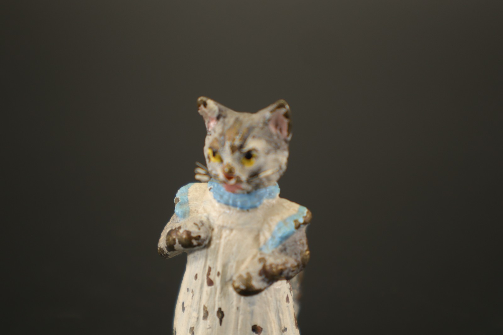 Vienna Cold Painted Bronze CAT White Dress Beatrix Potter Mini Figurine Antique