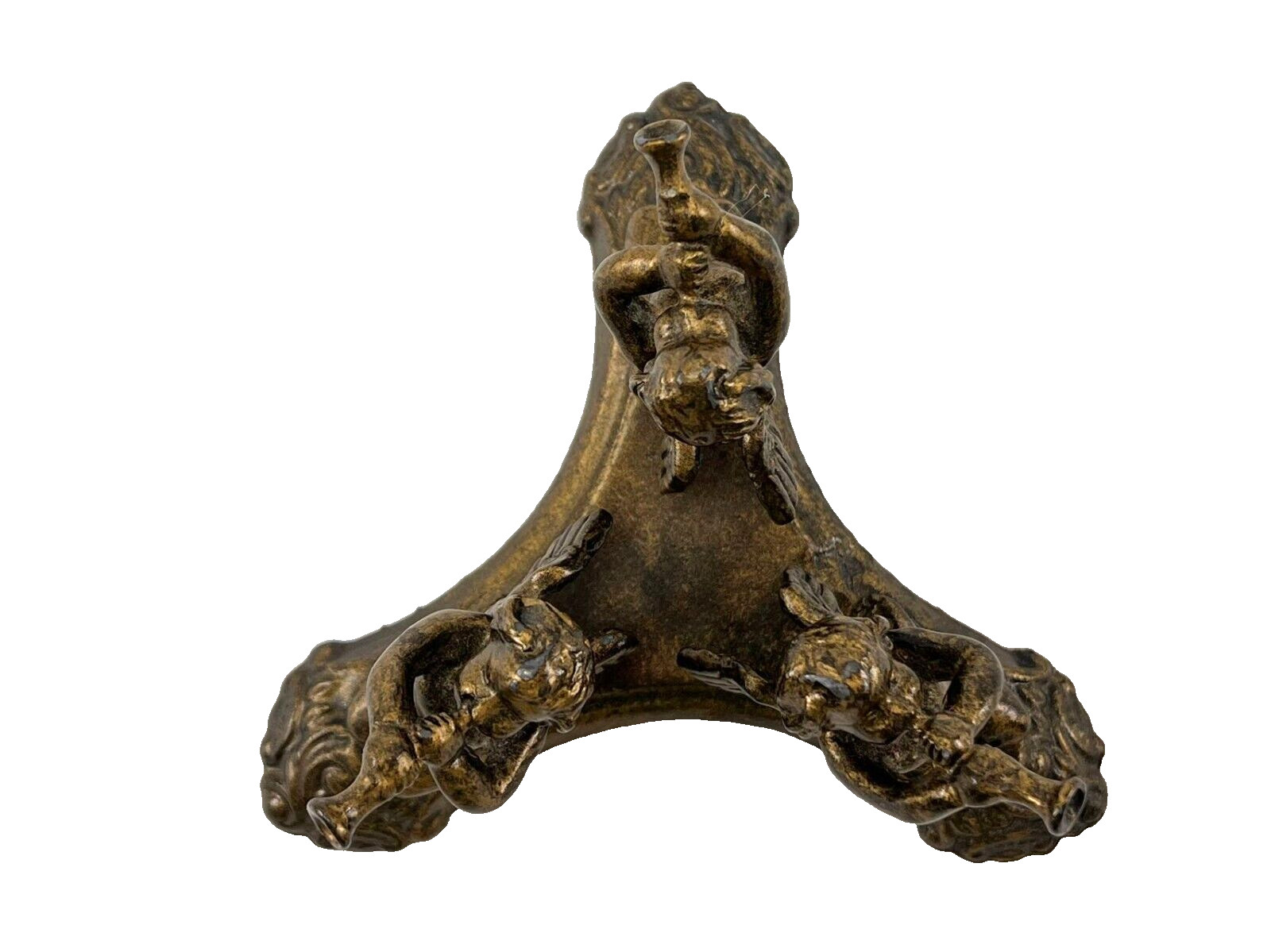 Vintage Musical Angels/ Cherubs Playing Horns Metal Figurine Retro Decor