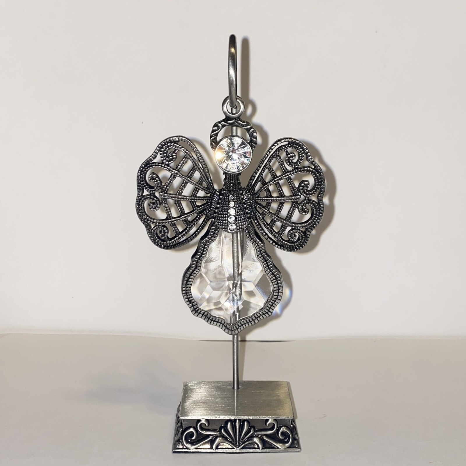 Cracker Barrel Exclusive Hanging Angel with Decorative Silver Metal Stand