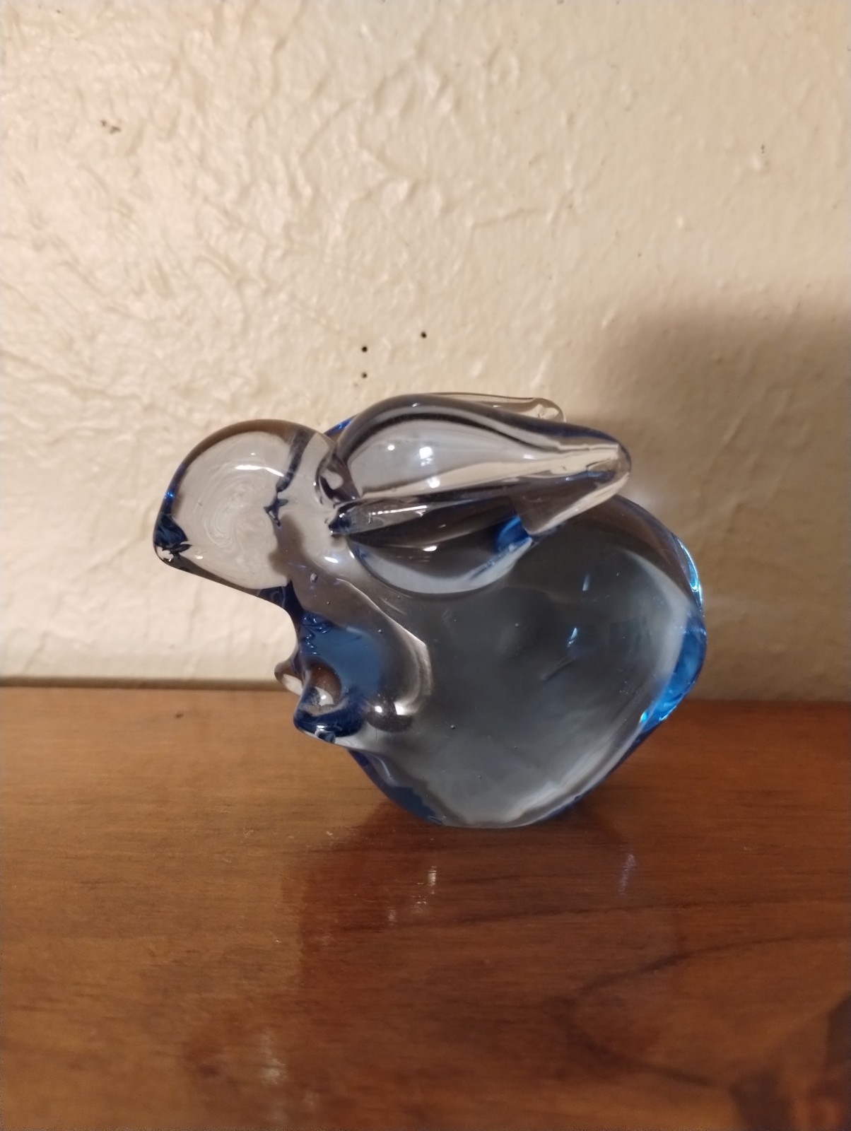 SET OF SIX CLEAR BLUE GLASS FIGURINES PAPERWEIGHTS ANIMALS