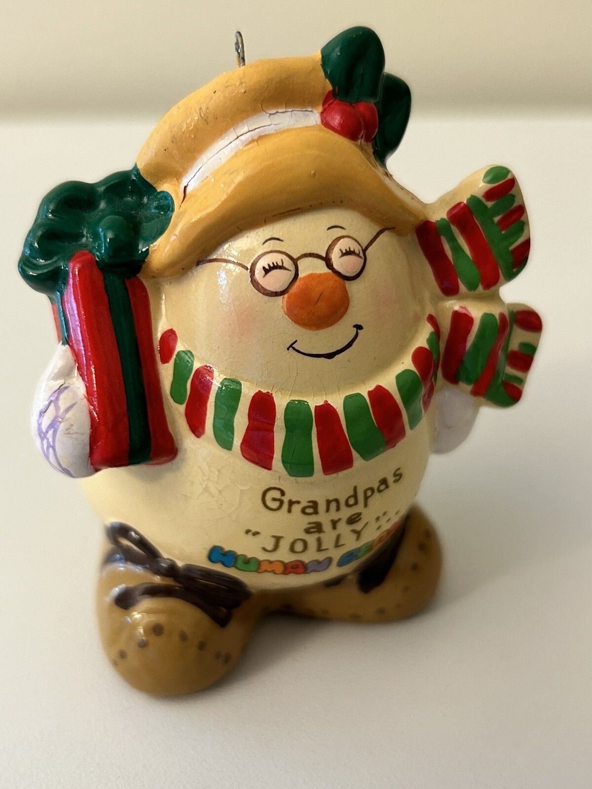 HUMAN BEANS “Grandpas are Jolly”Christmas Ornament Ceramic Figurine Enesco