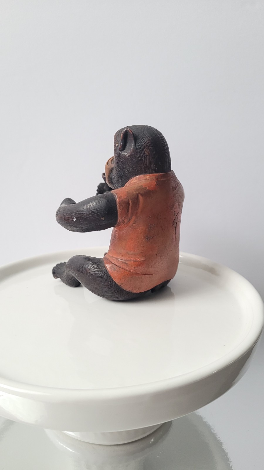 Vintage/ Antique Japanese (?) Handcarved Painted Wooden Monkey Figurine