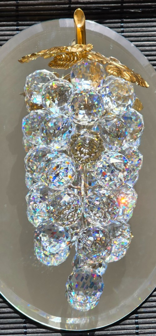 Swarovski Crystal 23 Grapes Bunch Gold Stem Large Retired Vintage w/ Box #011864