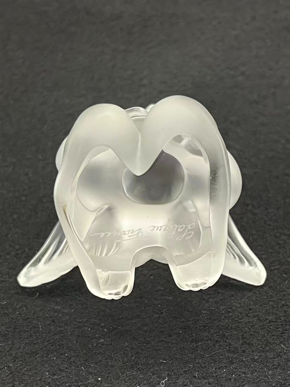 Lalique France Frosted Crystal Cherub/Angel Playing Lyre Figurine 3.3in Tall