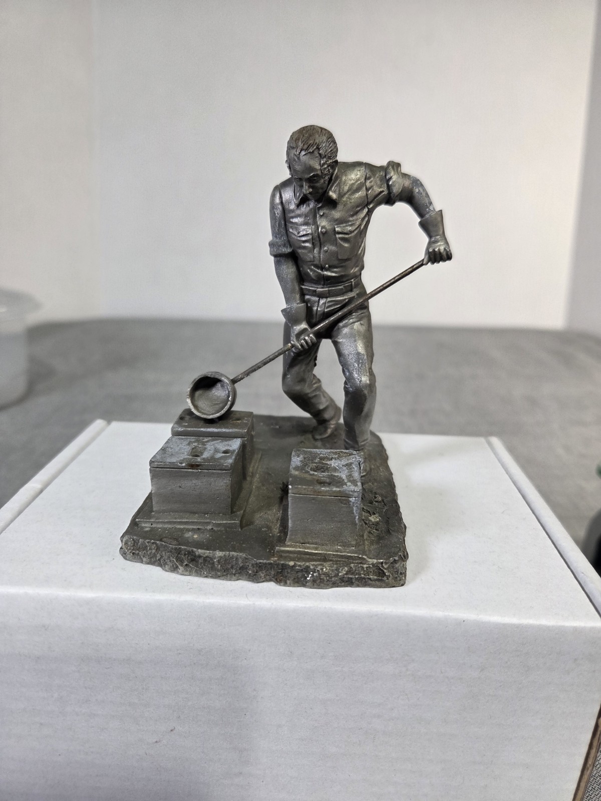 Vntg Franklin Mint 1978 Pewter THE FOUNDRY WORKER Made America Ron Hinote Figure