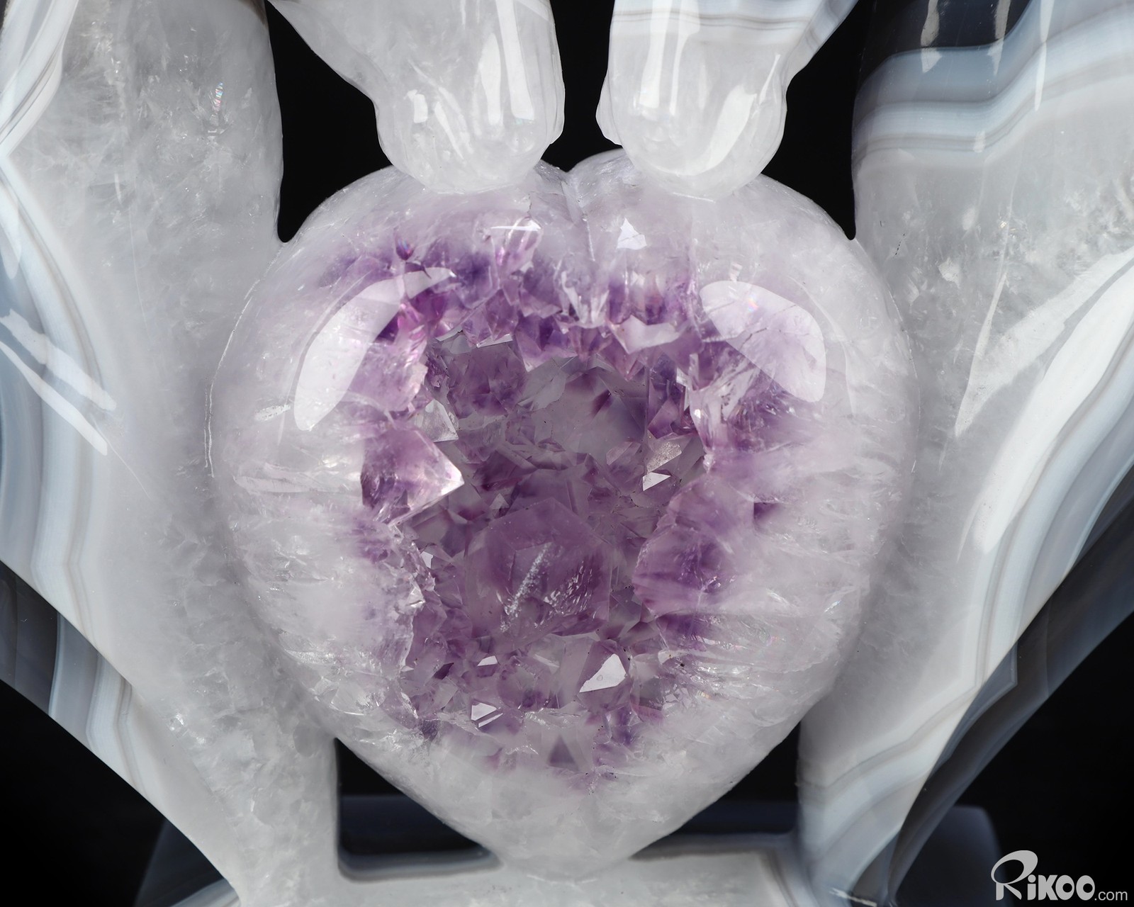 9.8″ Agate Amethyst Geode Hand Carved Crystal Horse Sculpture, Crystal Healing