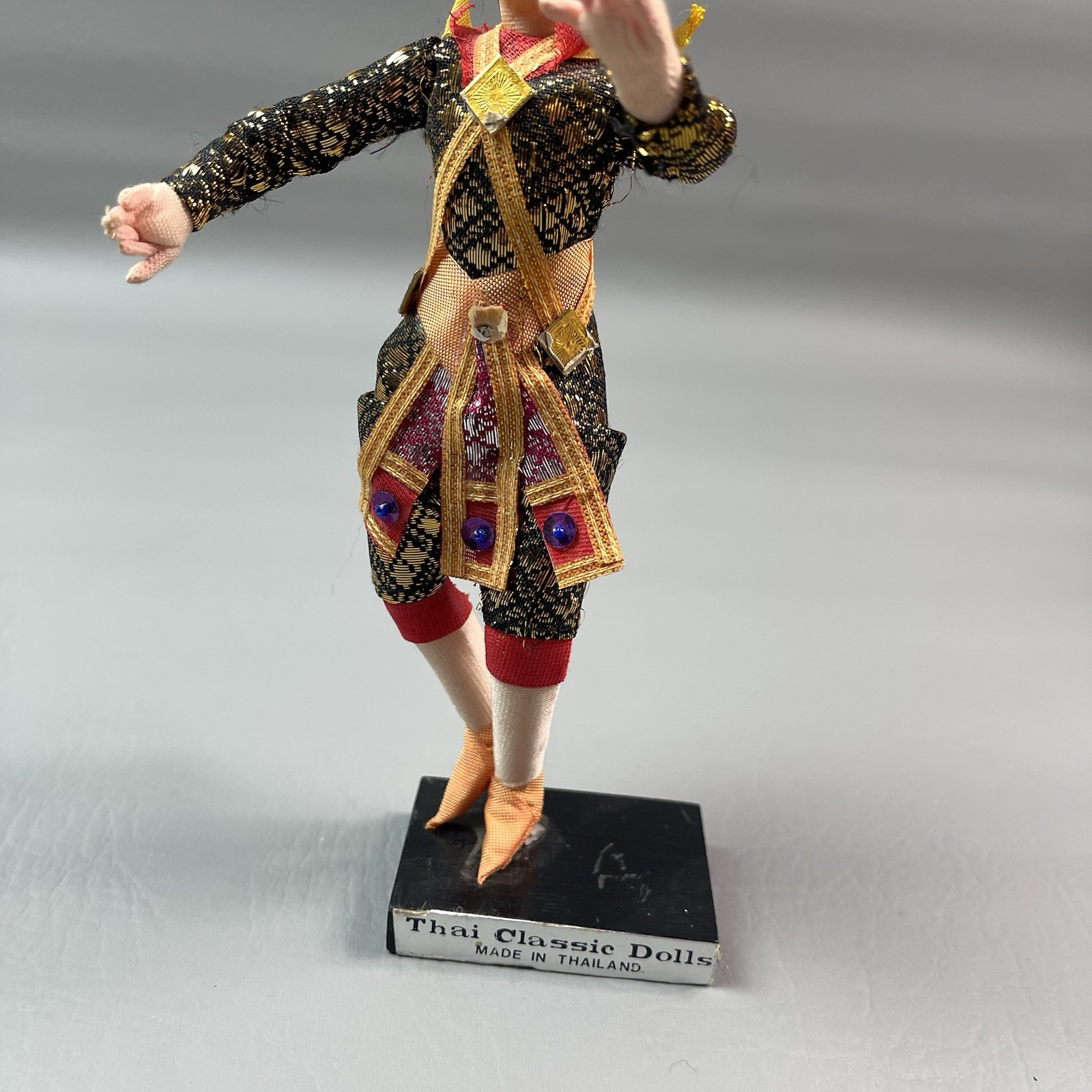 Thai Classic Dolls Traditional Dancer Brocade Gold Costume Made In Thailand