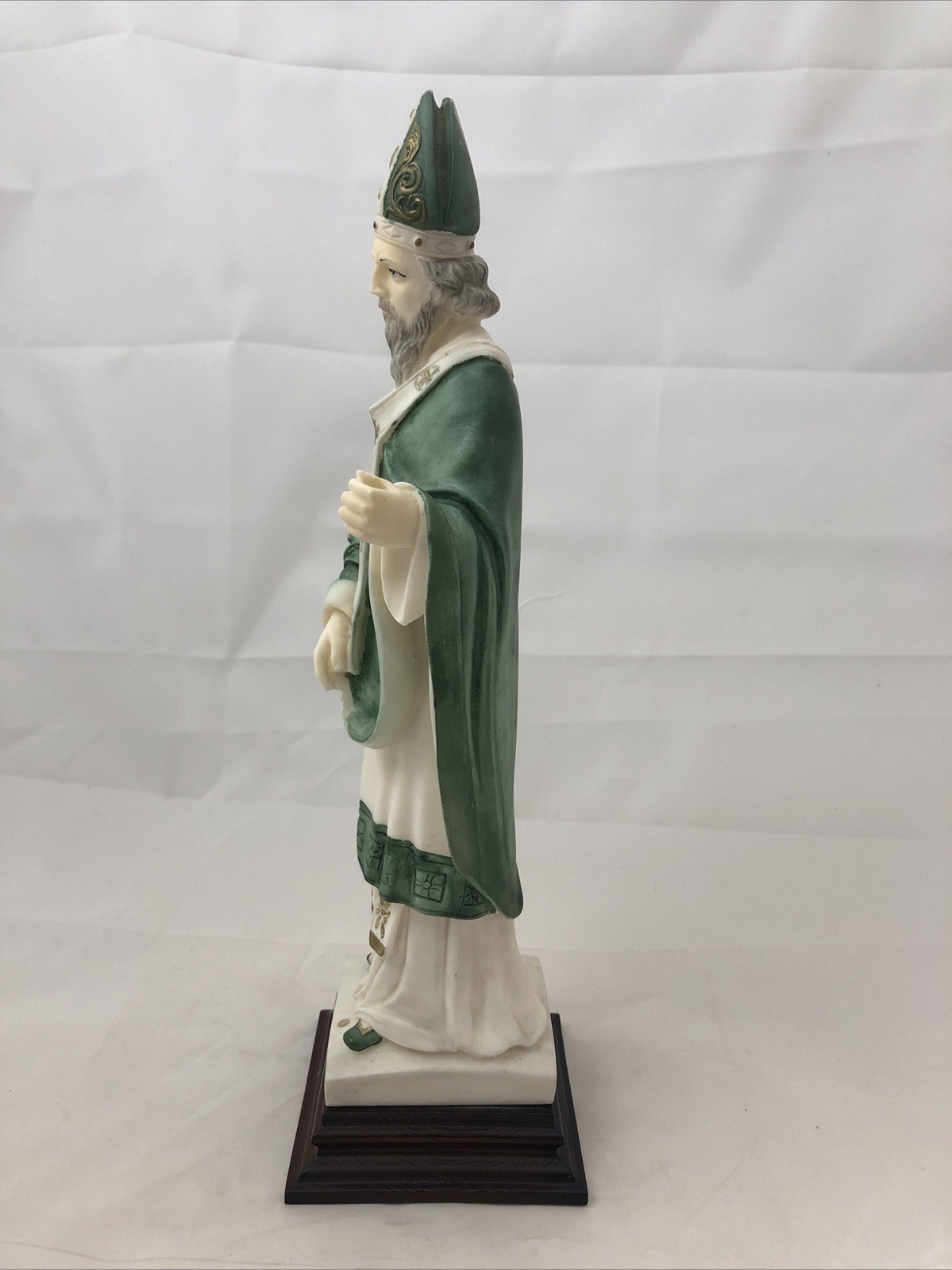 G. RUGGERI Marble Sculpture Made in Italy St Patrick MISSING STAFF 10.5” Tall