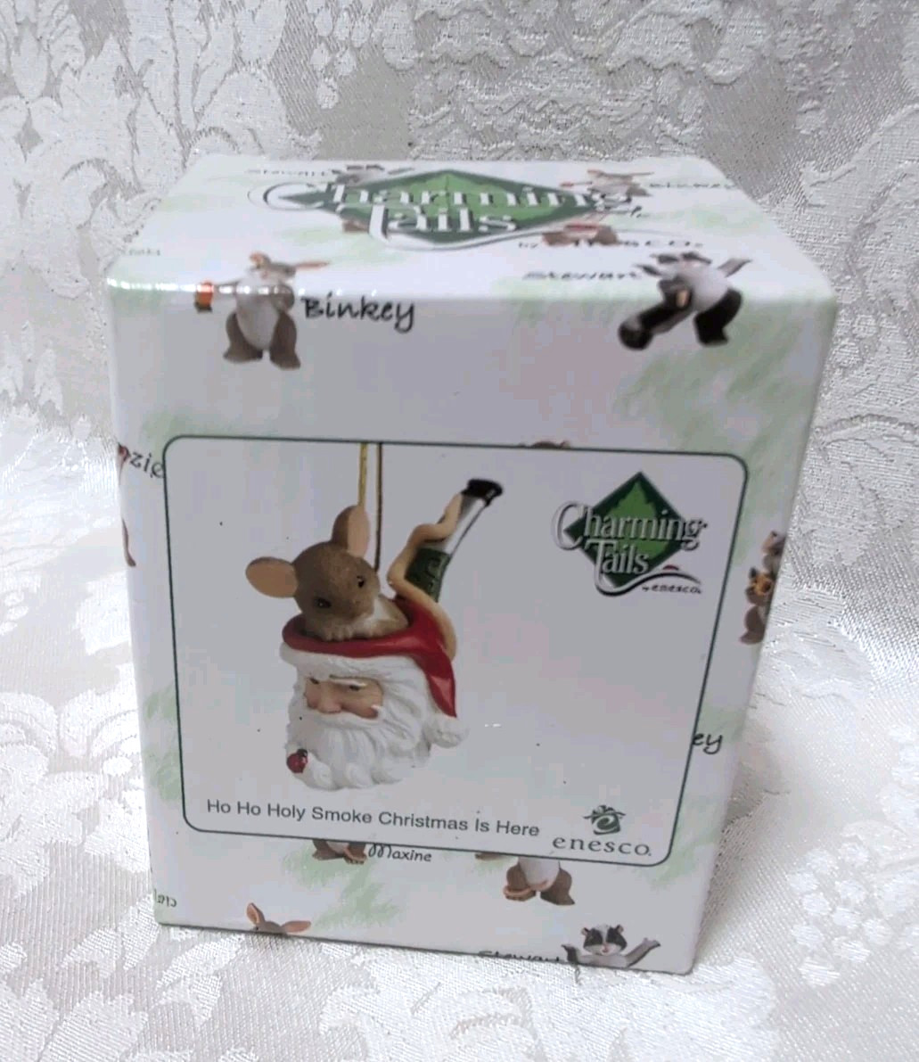 Charming Tails Ho Ho Holy Smoke Christmas Is Here Christmas Ornament NIB