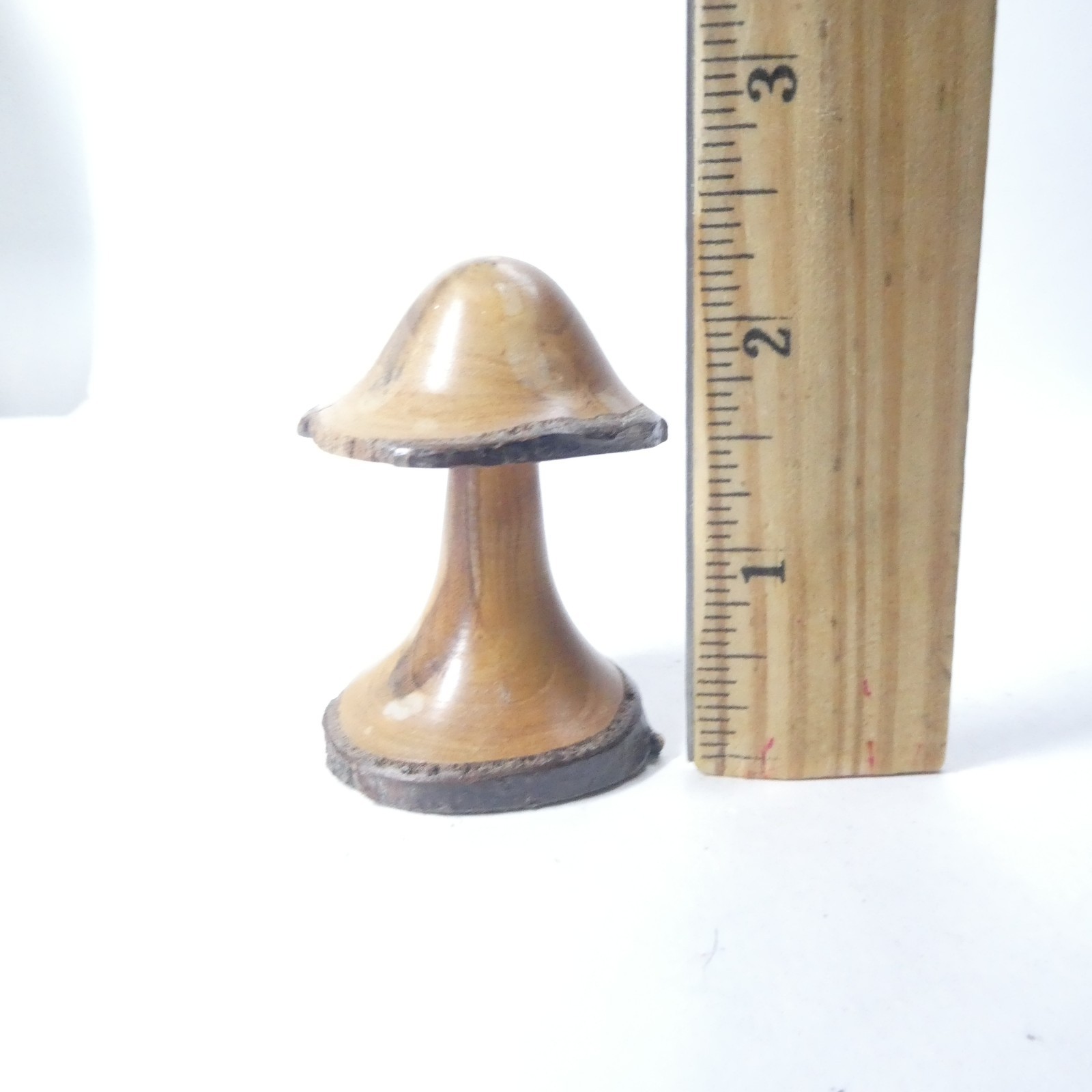 Handmade Mushroom Turned Wood Toadstool Figurine Vintage 1970s Hippie