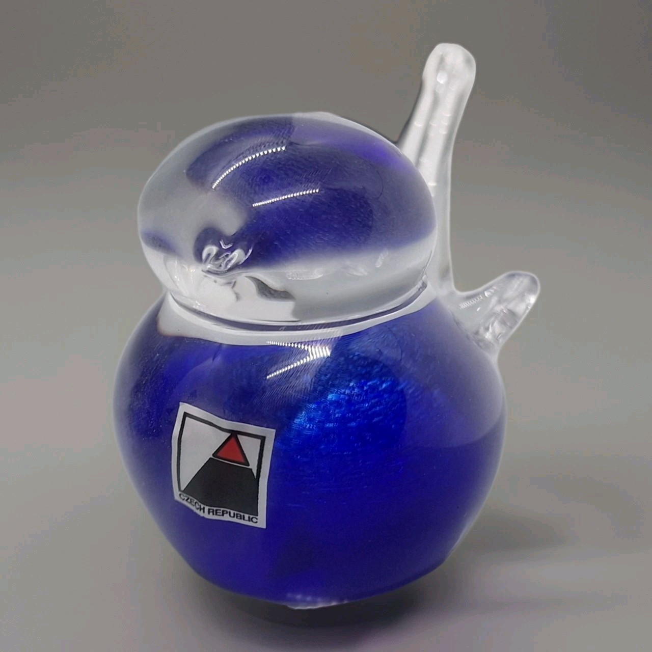 Beautiful Vintage Czech Republic Cobalt Blue Bird Figure Figurine Chick