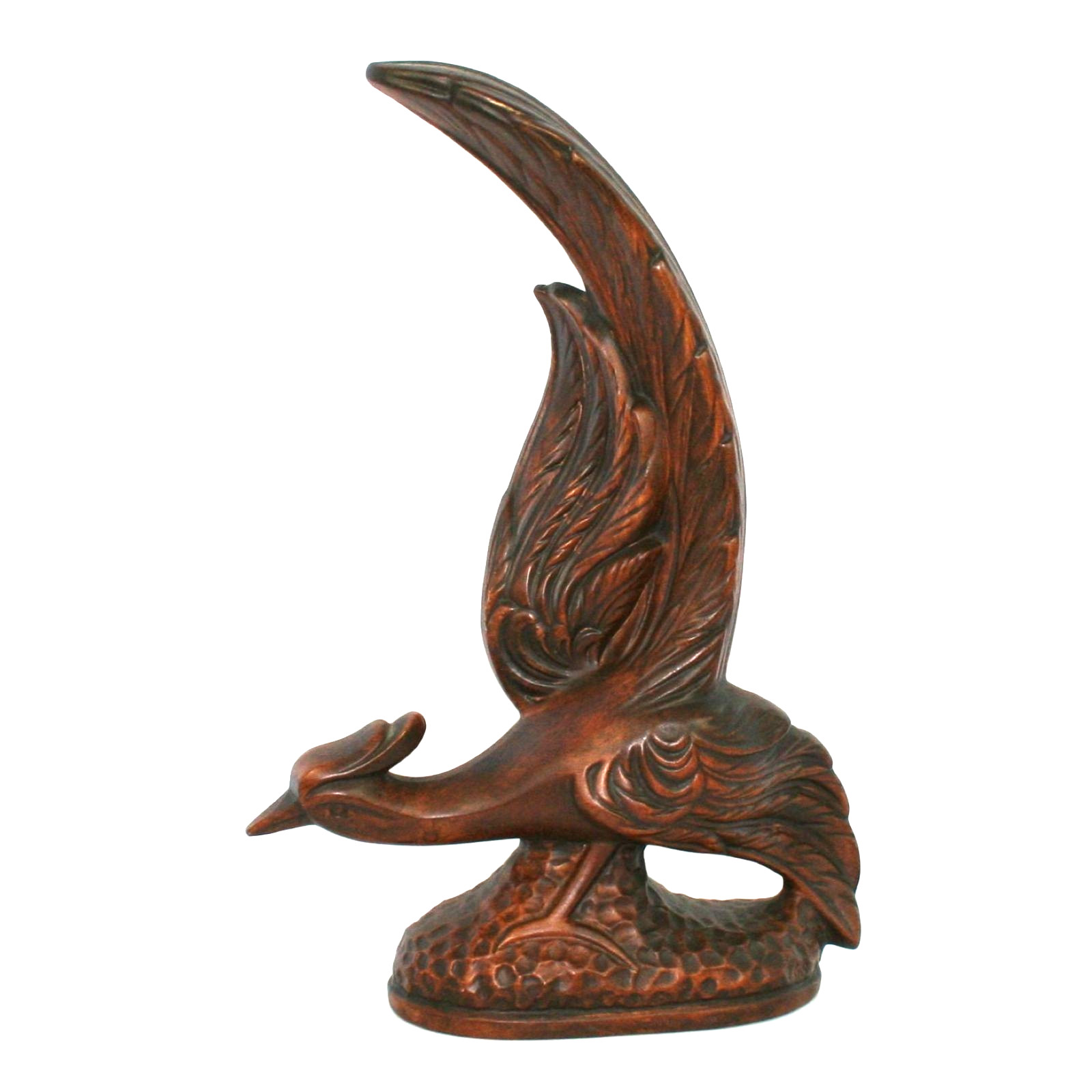 California Originals Pottery Dark Brown Pheasant Phoenix Roadrunner Bird 12 in
