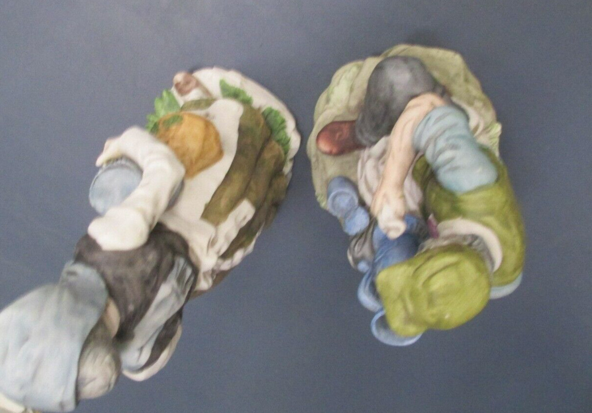 2 Pc Set Porcelain Vintage Painted Figures Figurines 11 inches tall