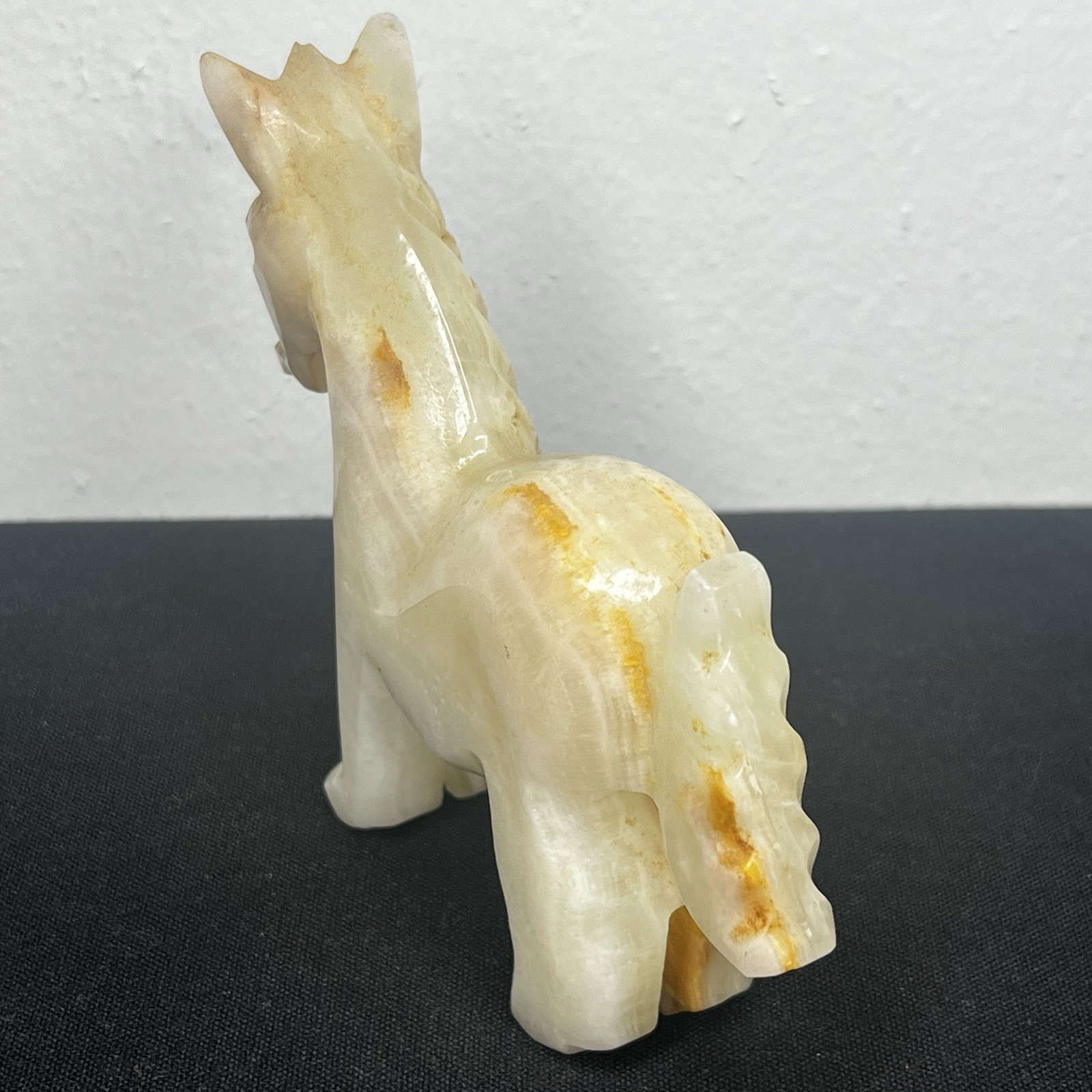 Vintage Hand Carved Marble Onyx Stone Horse Donkey Pony Figurine 3.5” Inch Tall