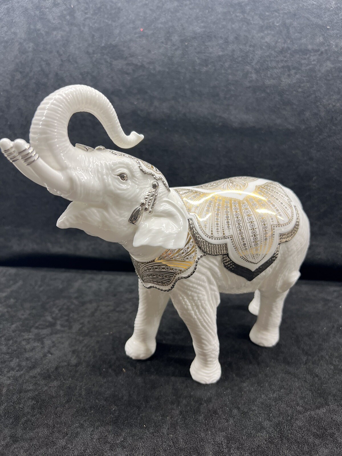 Lenox Elephant, White W/ Gold & Silver, Head Up, Porcelain, China
