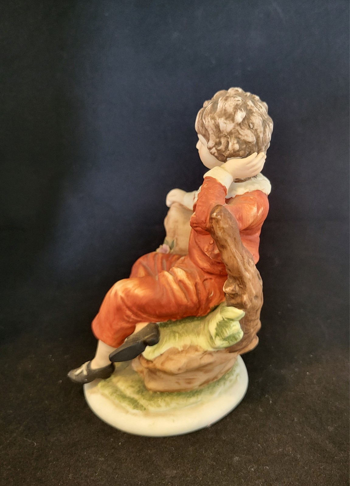 Vtg The Red Boy Master Lambton Lefton Figurine w/Matching Framed Needlepoint