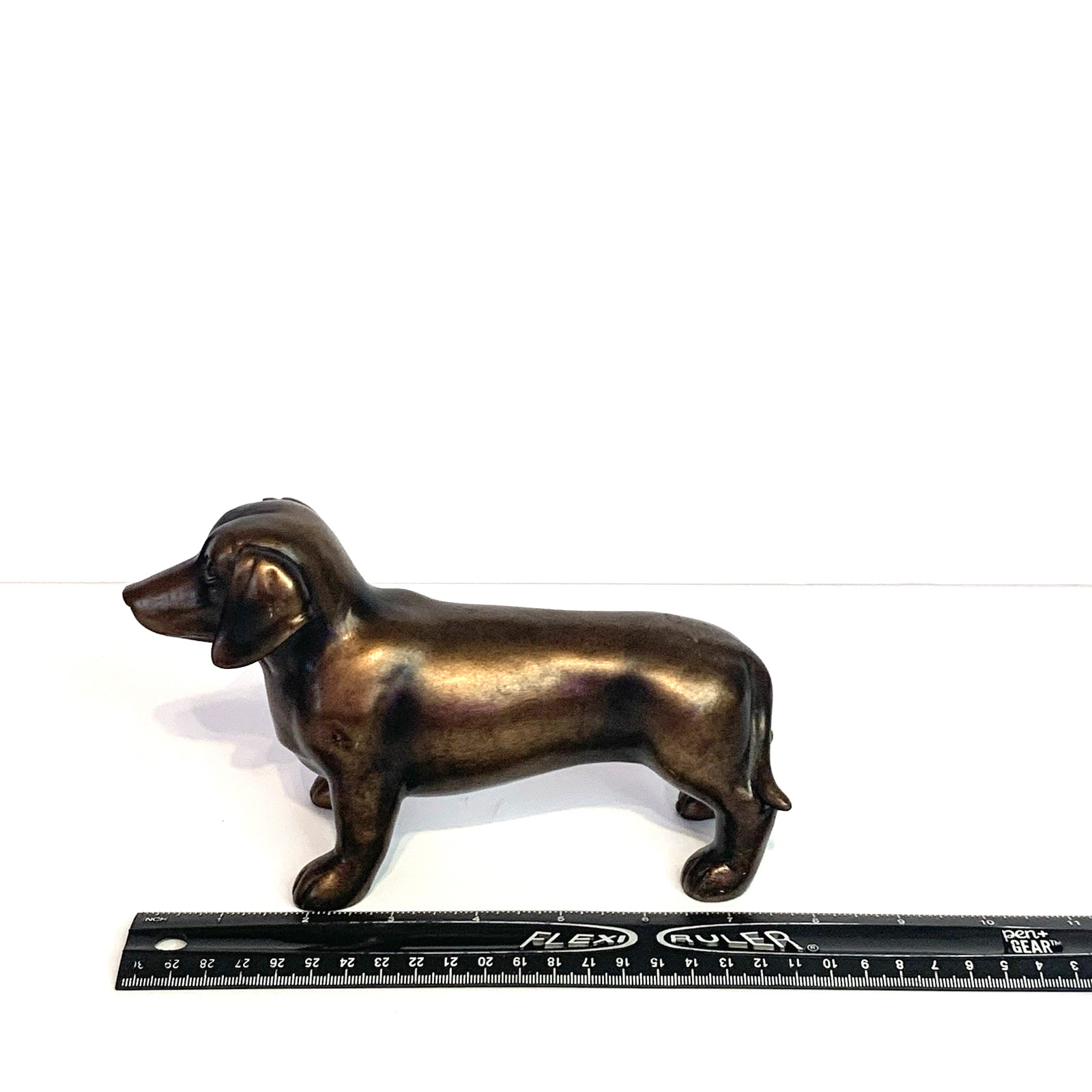 Dachshund Wiener Dog Figurine Copper Toned Doxie Cute Long Decor