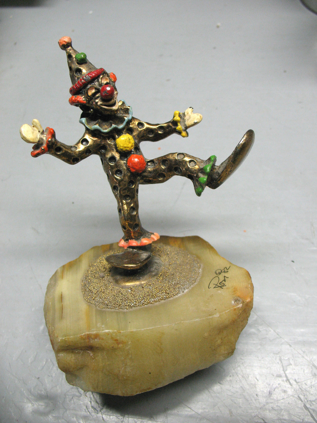 PINKY THE CLOWN -by RON ”82” ONYX BASE GOLD PLATED VINT ORIG.