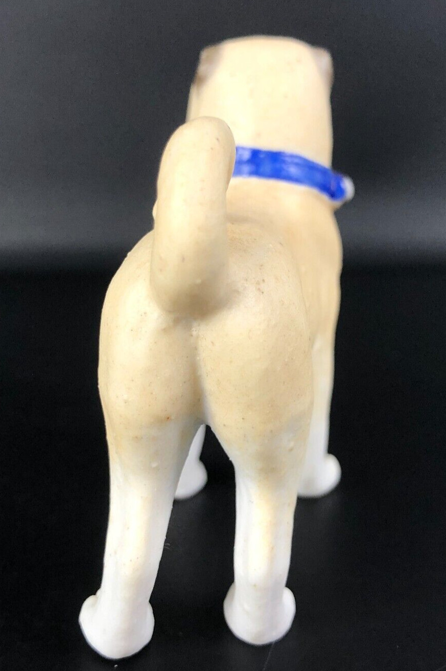 ANTIQUE 1900S PUG DOG Figure Victorian Dollhouse Miniature Bisque Figurine 2.50″