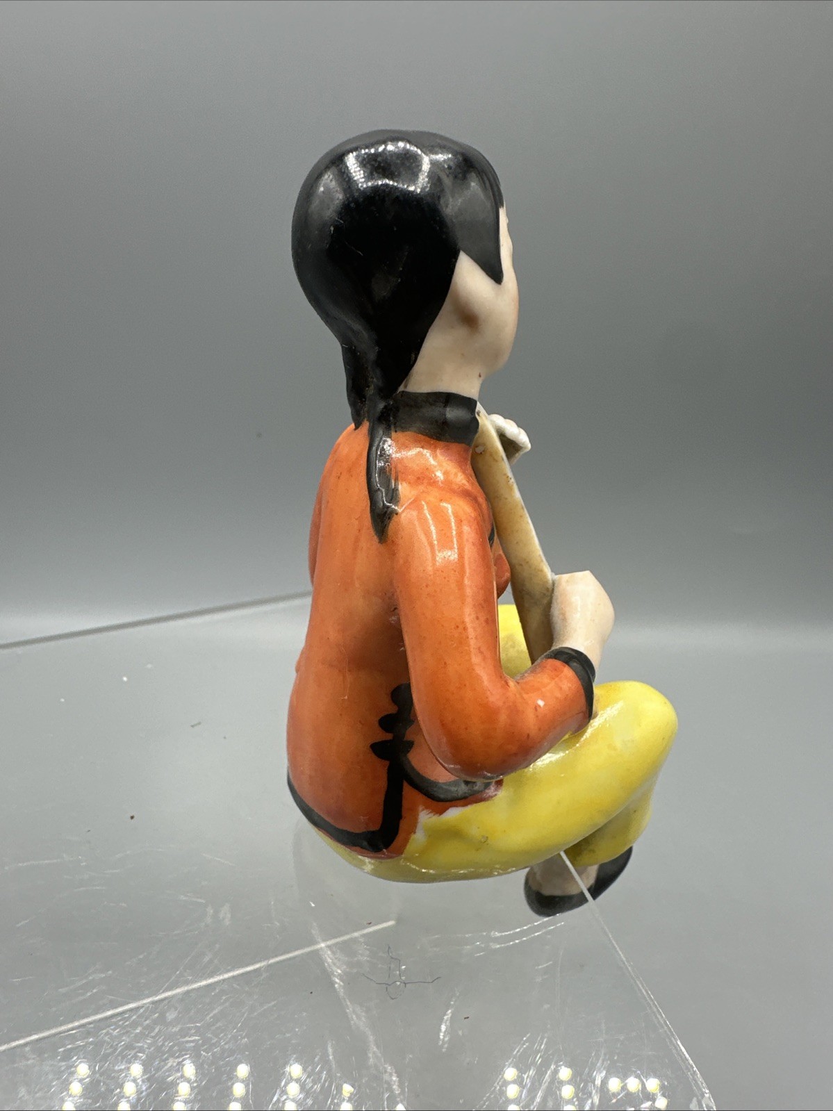 Vintage Mayurama Porcelain Figurine Asian Woman Playing Instrument Shelf Sitter