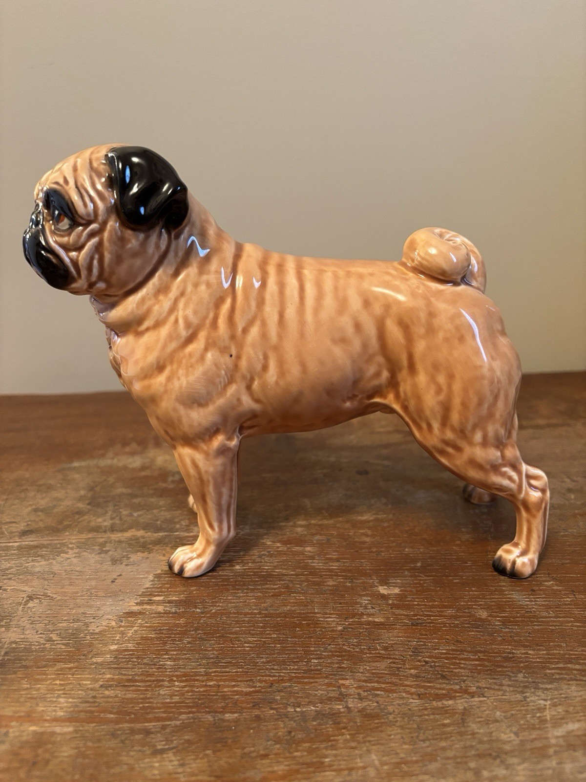 Vintage Shafford Japan Pug Dog Marked 163 Ceramic Figurine Excellent 6” Tall