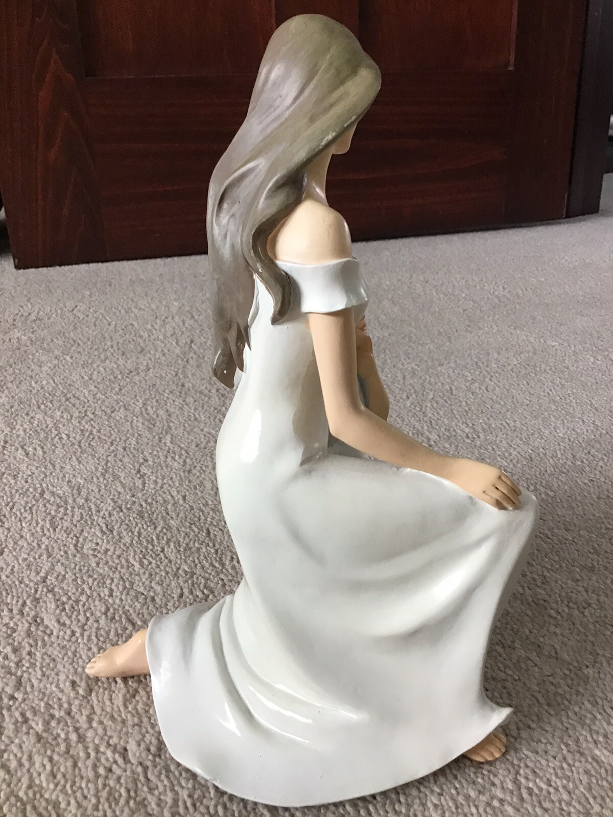 Kneeling Mother and Daughter Plastic Resin 9″ Figurine