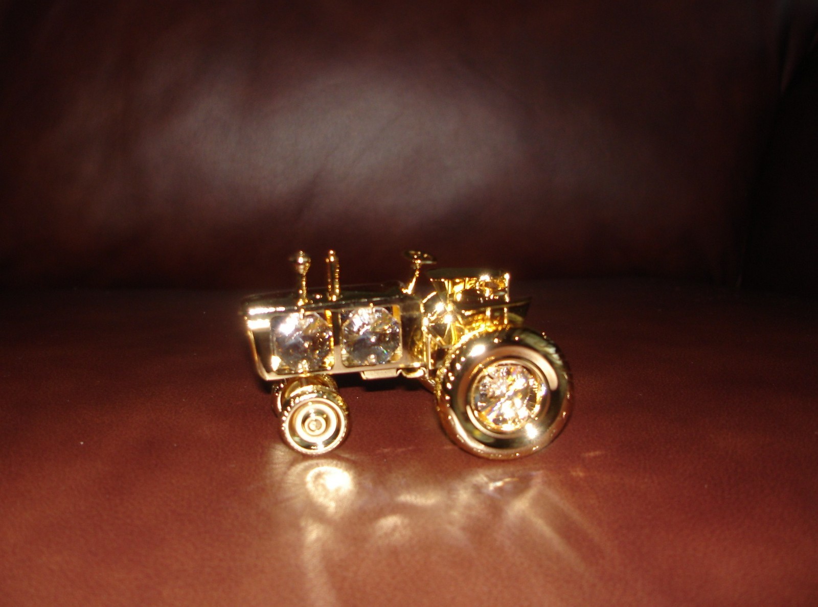 TRACTOR~24K GOLD PLATED FIGURINE ADORNED USING SWAROVSKI CRYSTAL ELEMENTS