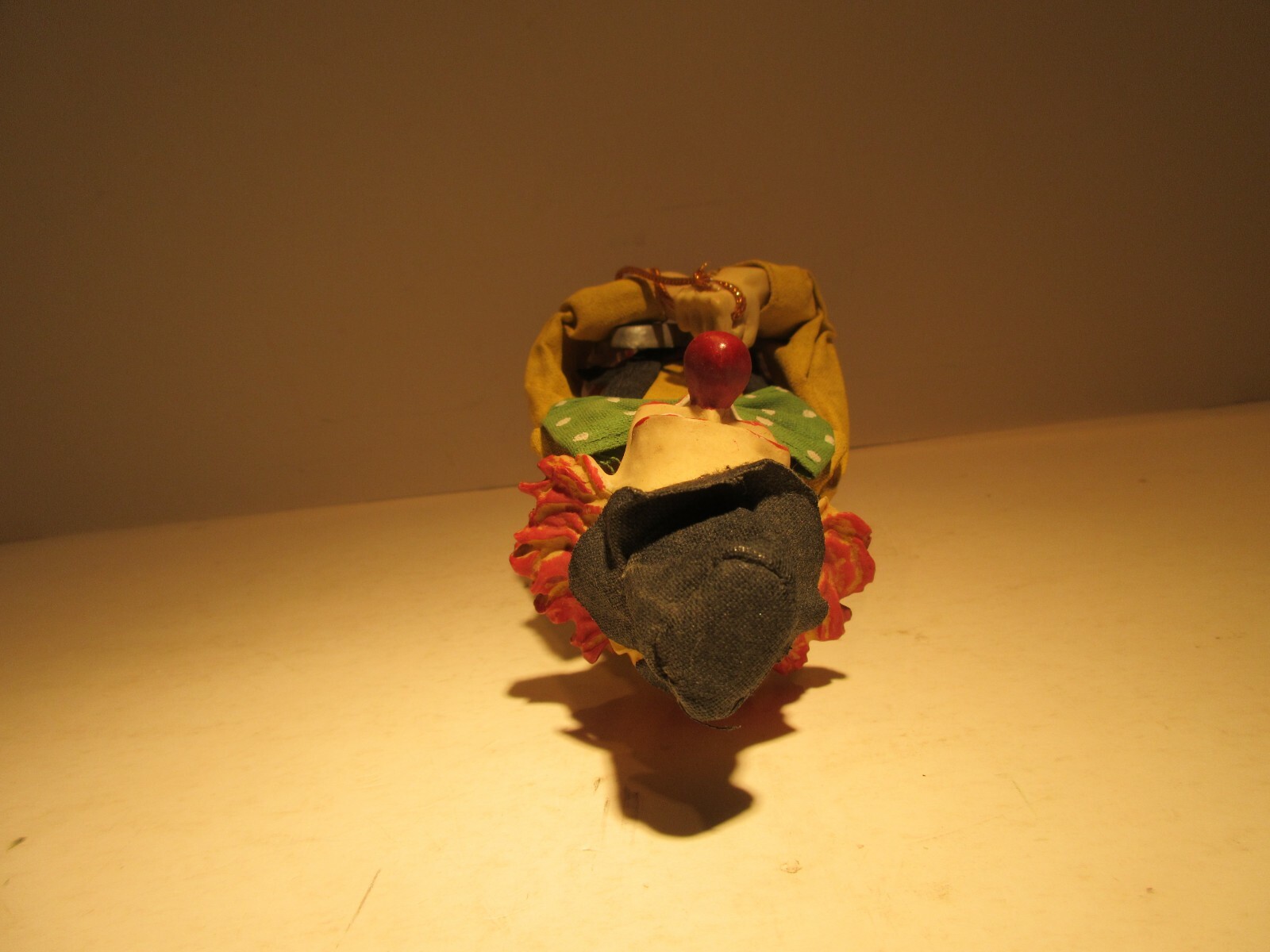 10 1/2 Inch Clown Figure with Scissors in Hand and Big Green Bow Tie
