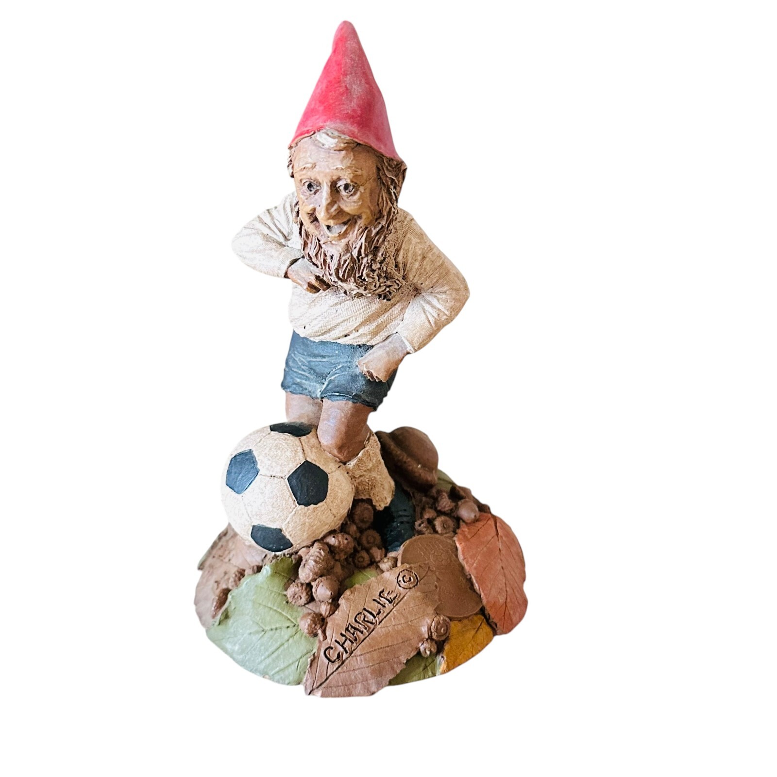 Vtg 1991 Tom Clark Gnome “Charlie” Scoccer Player hand signed