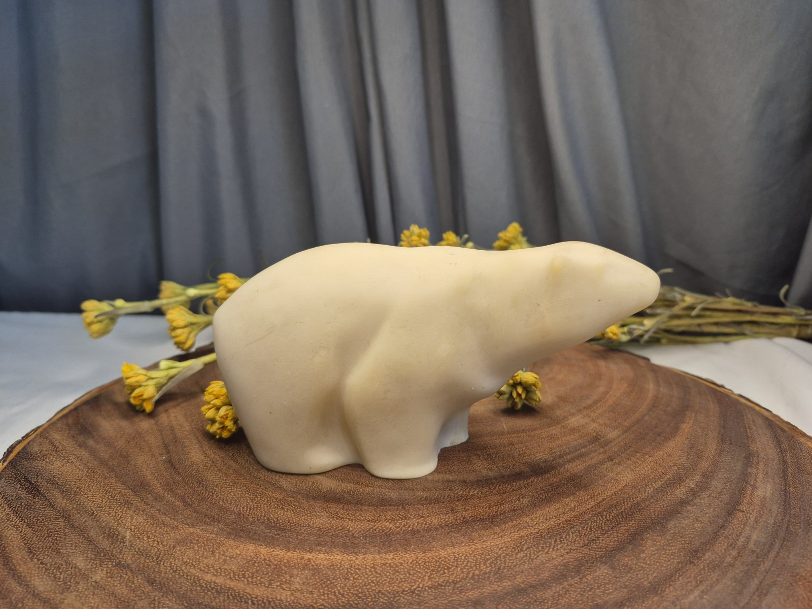 Vintage Composite Resin Polar Bear Figure Statue Sculpture 3″ h heavy