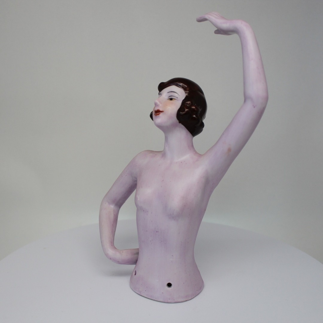 French Style Half doll Figurine Pin-up Half Doll Pincushion Arms Away Art Deco S