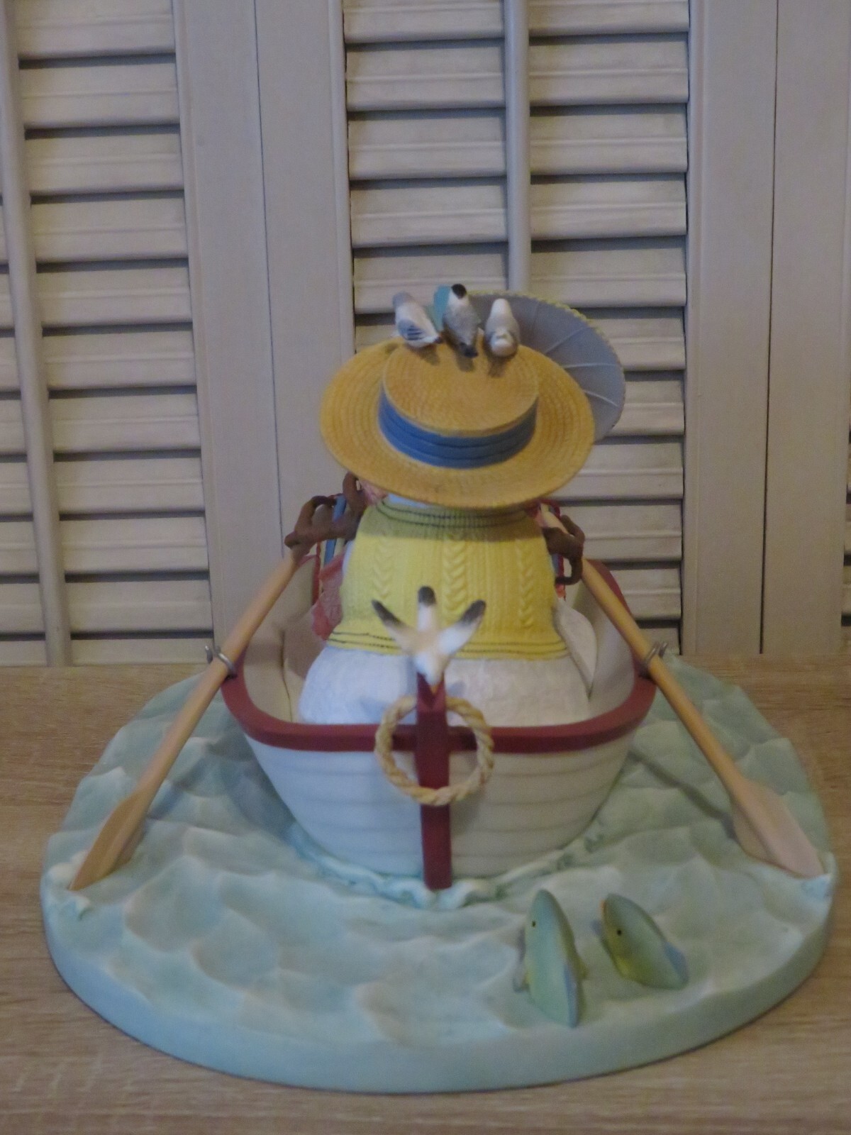 LENOX Lynn Bywaters SNOWFLAKE SOIREE Rowing Boat, Fish, Snowman Figurine