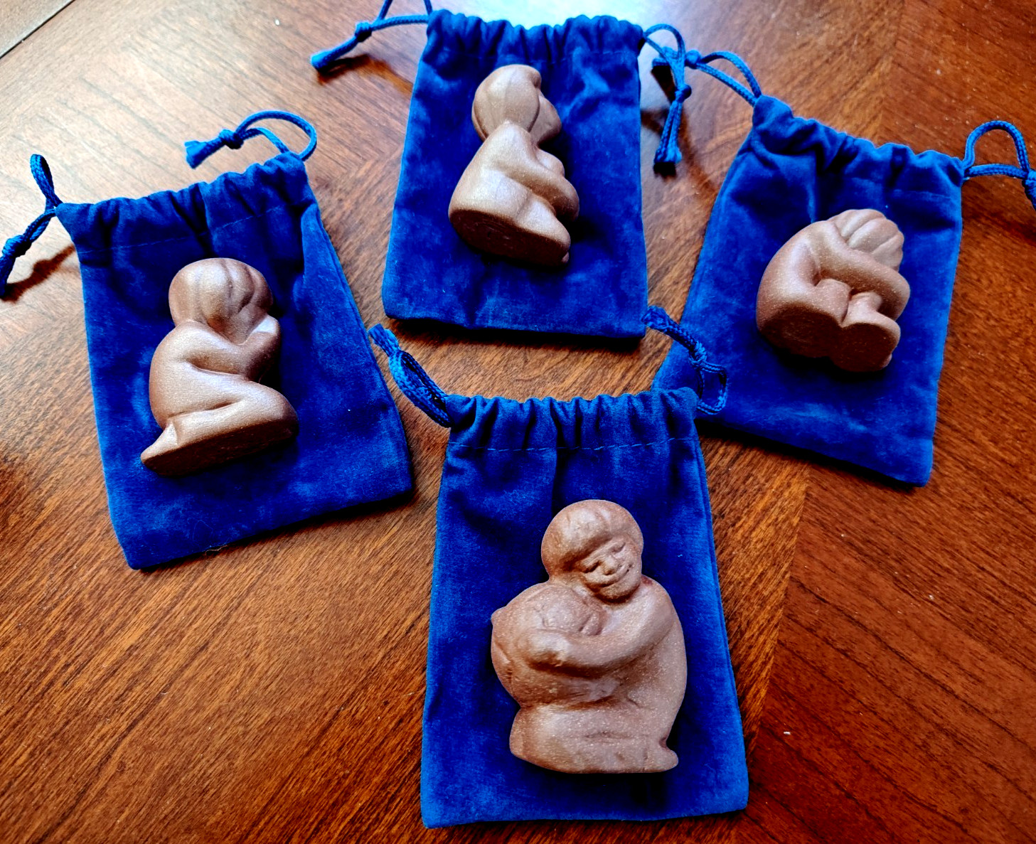Lot of 4 LUMP OF LOVE Smiling Child Hugging Knees/Praying/Hand Carved Stoneware