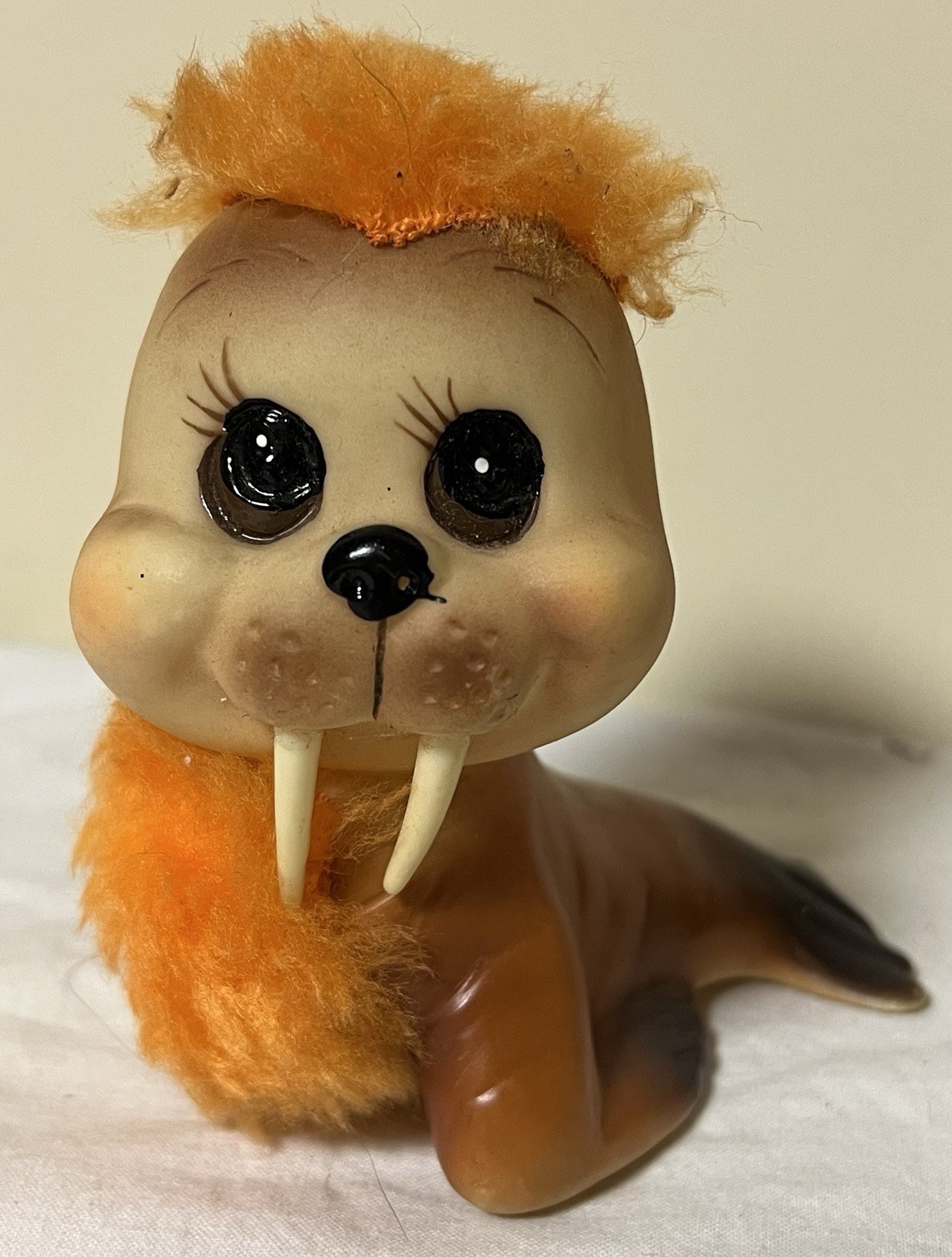 Vintage 1970 Kamar Made in Japan Walrus Rubber & Fur Toy Anthropomorphic Rare