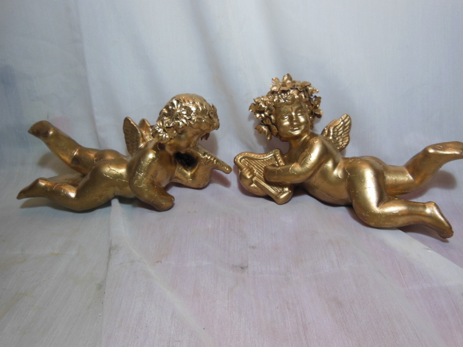 Cherubs Universal Statuary Corp 1958 Gold Color Resin Angels