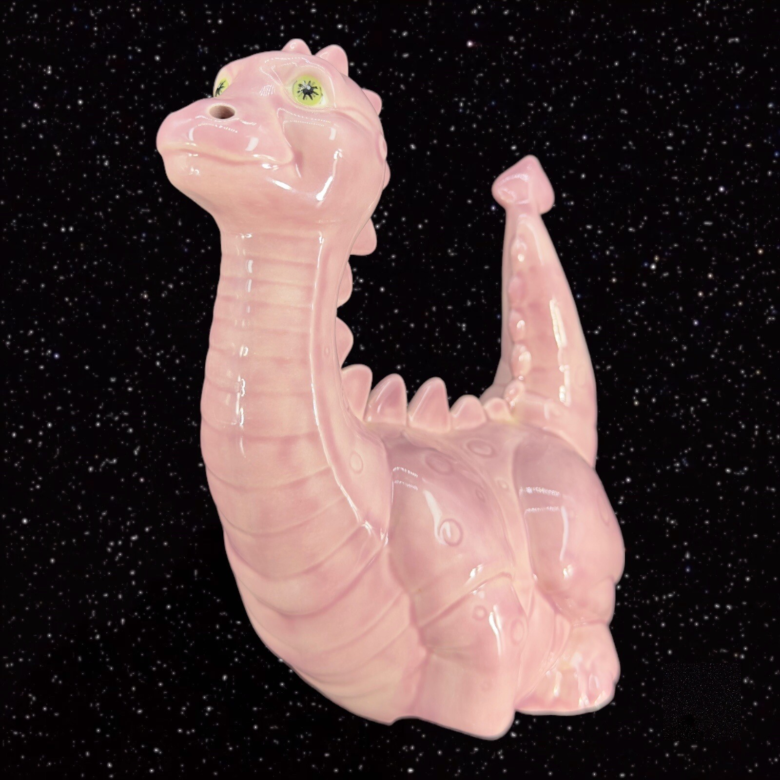 Ceramic Hand Painted Ceramic Pink Dinosaur Figurine Whimsical Figure Vintage