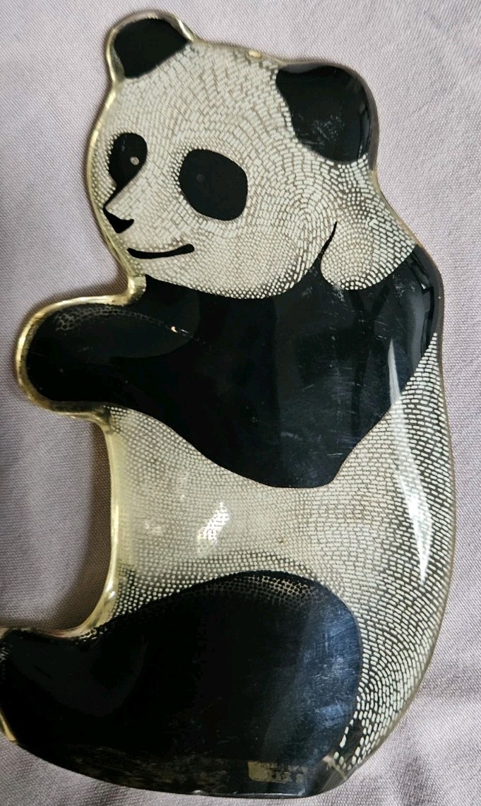 Lucite Panda Bear by Abraham Palatnik Optical Art – Black/White/Clear CUTE!!!