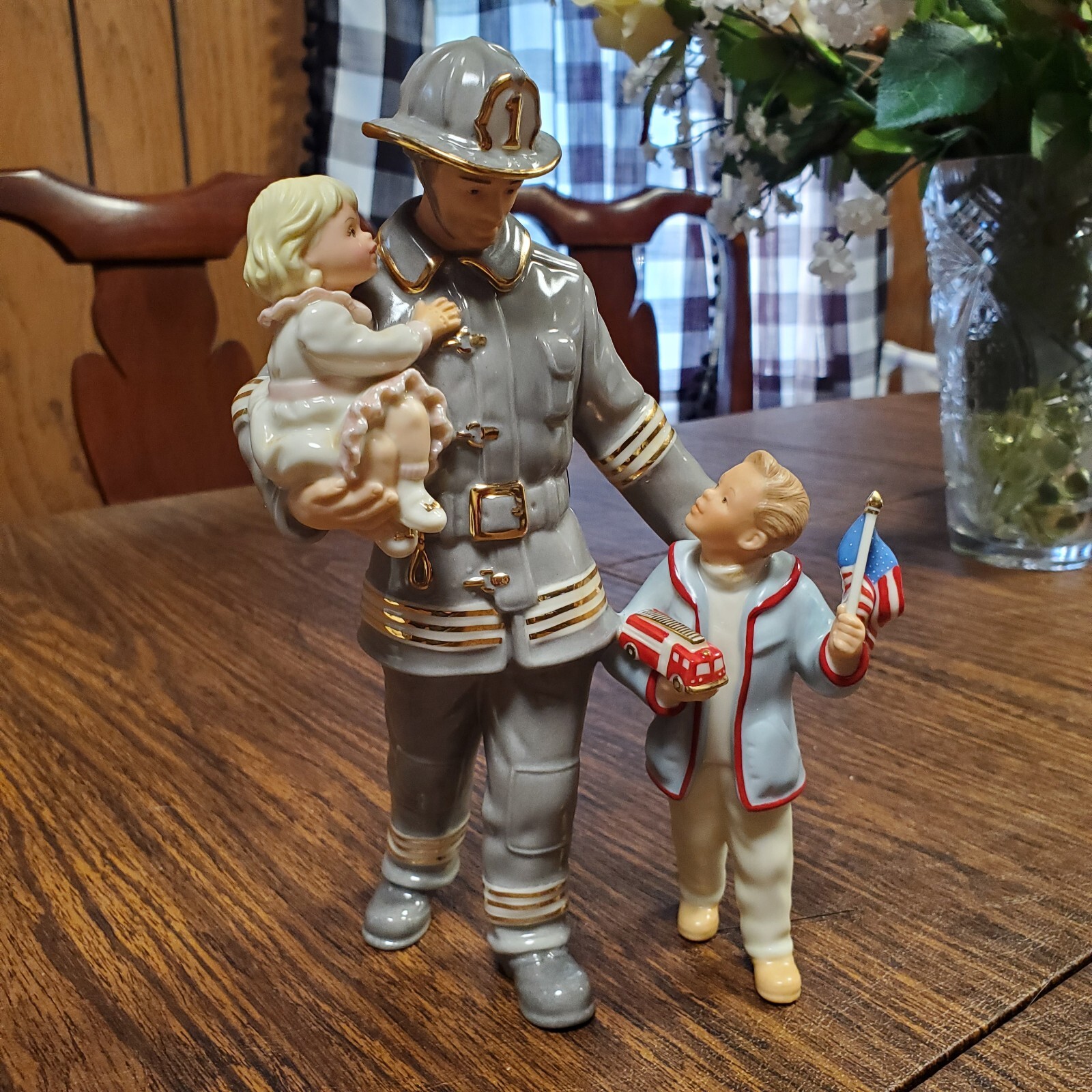 Lenox THE GUARDIAN Firefighter Figurine Vintage 8”x5”x2” Great Shape.