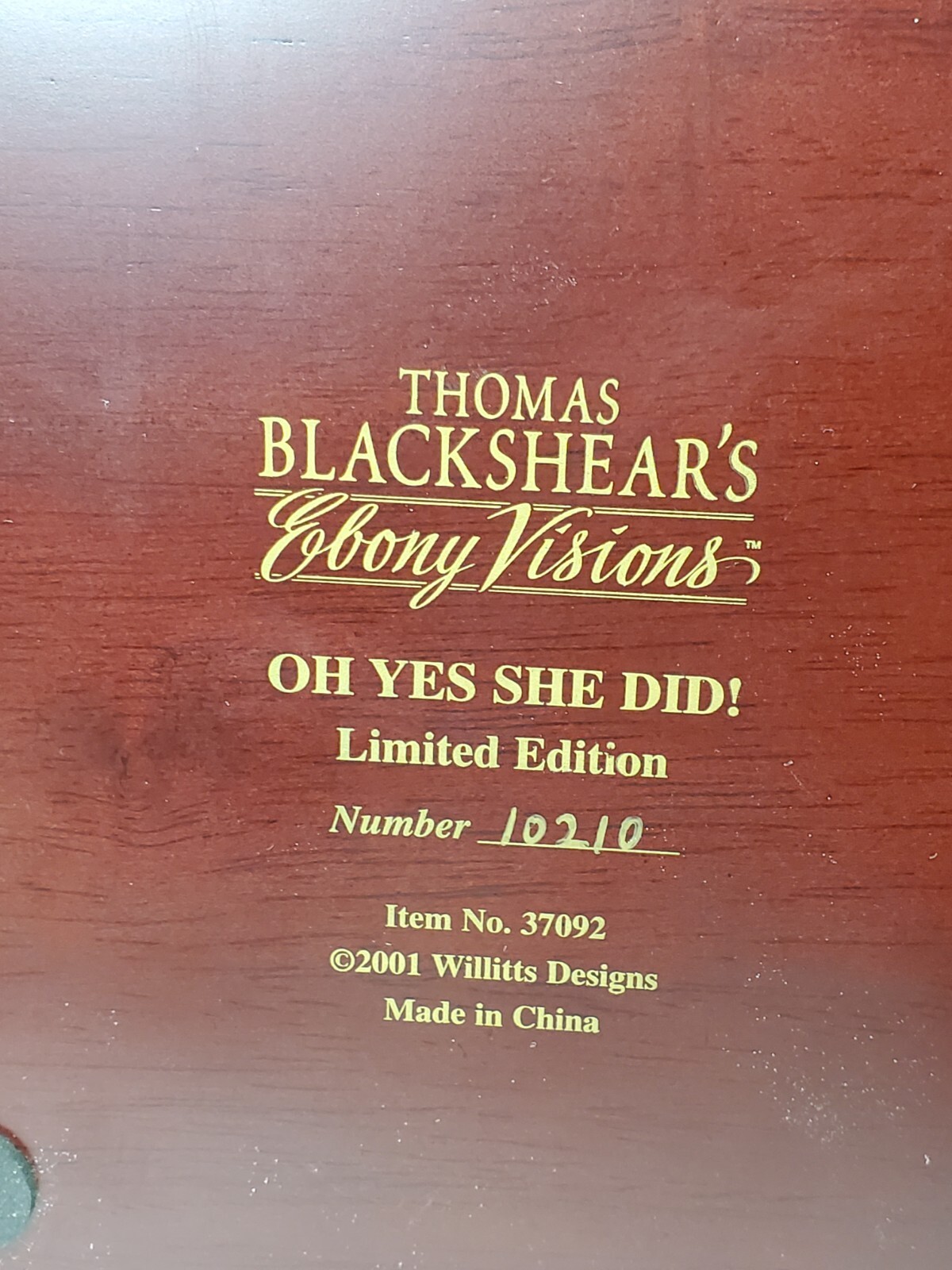 Thomas Blackshears Ebony Vision figurine “Oh yes she did” 37092 In Box 1 Earring