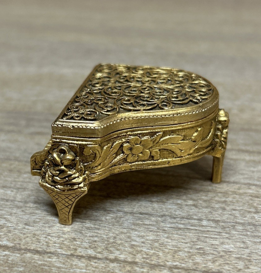 Vintage Baby Grand Piano Gold-Tone AVON Solid Perfume Holder Original Box