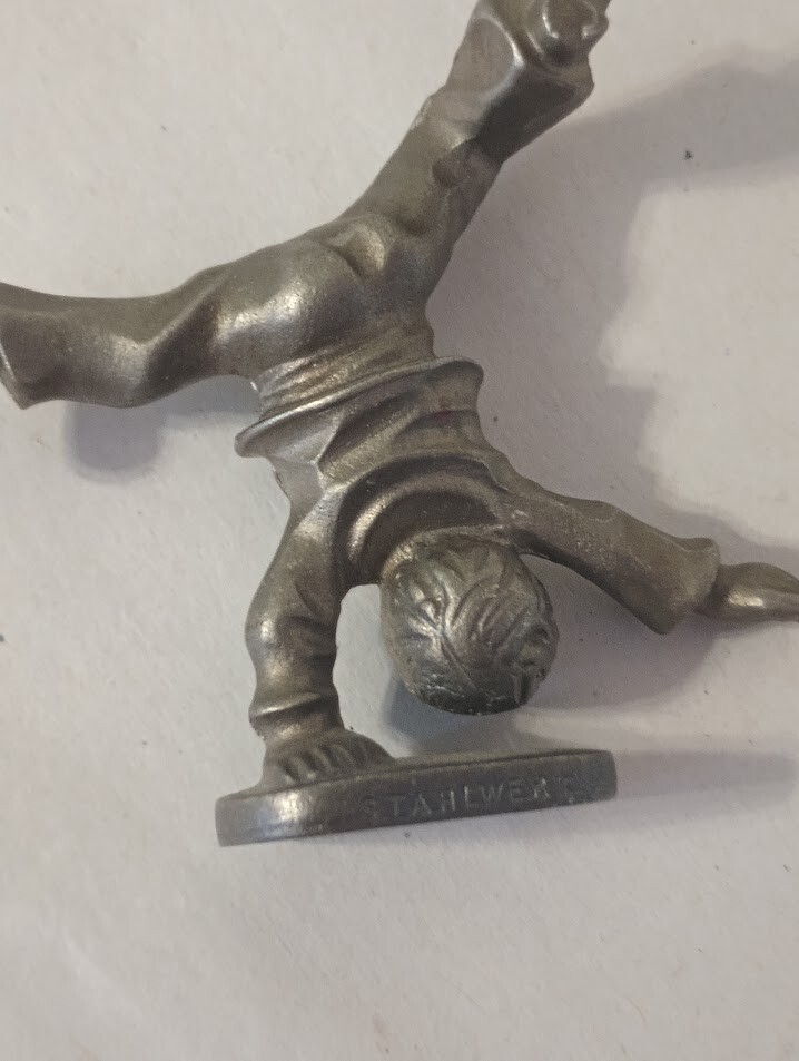 Vintage 1980s Carp & Mones Dusseldorf Germany Metal Boy Cartwheeler Set (2)