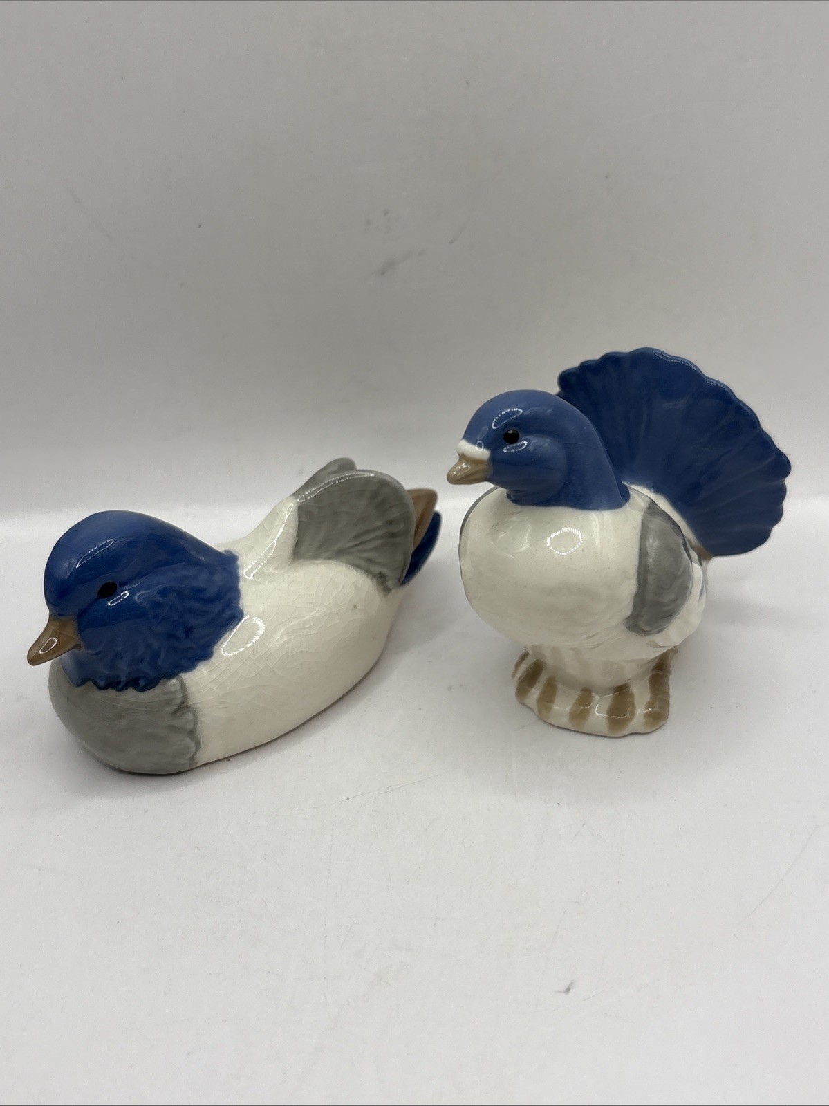 VTG GOEBEL West Germany Mandarin Duck Pigeon Porcelain Figurine Blue Gray White