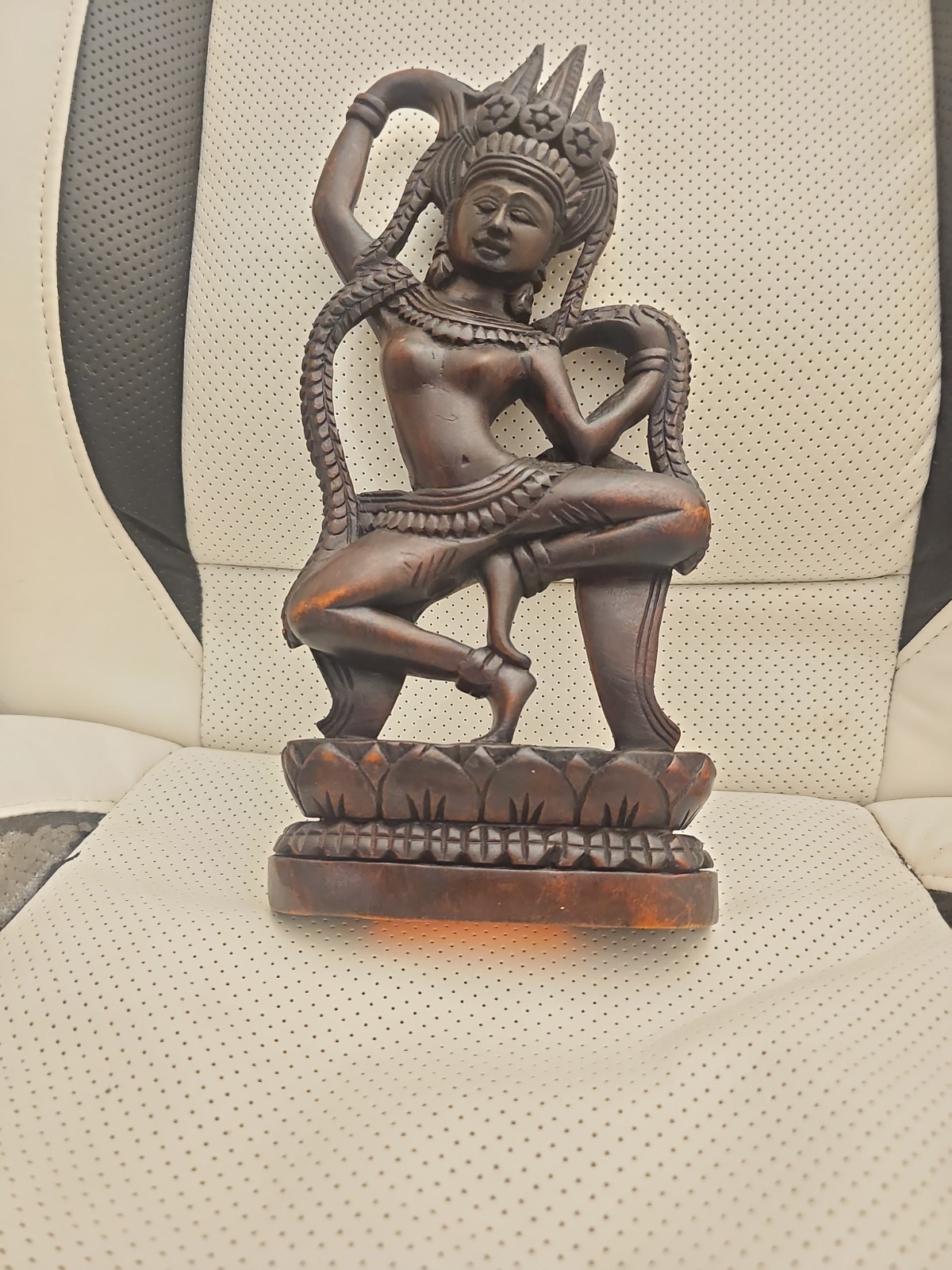 Teakwood Cambodian Apsara Celestial Spiritual Dancer 20th Century Khmer Regime